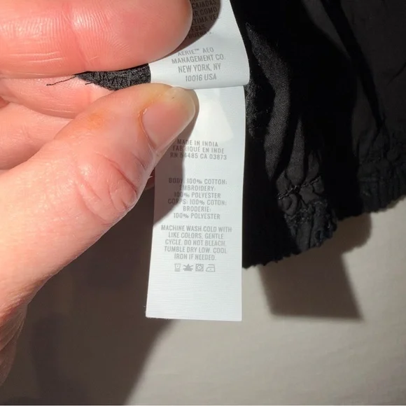 aerie Black Smocked Eyelet Cropped Tank - Picture 8 of 9